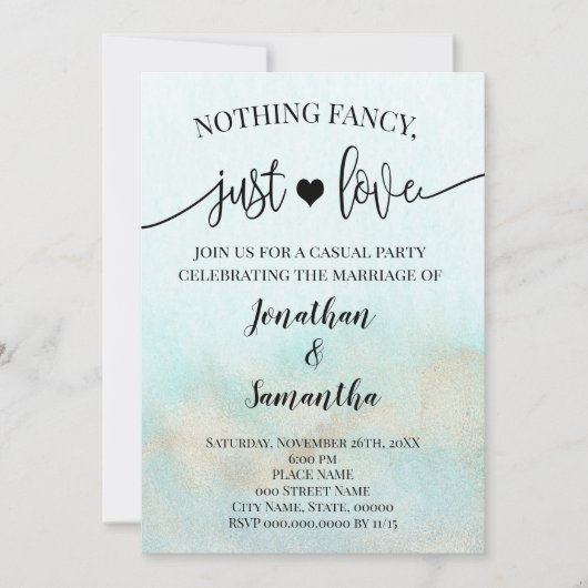 Turquoise met gouden niets ingewikkeld gewoon lief save the date (Voorkant)