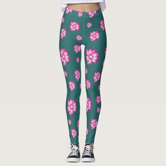 Turquoise met helder roze leggings (Voorkant)