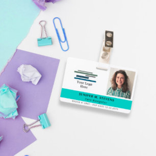Turquoise met logo & foto Personeels-ID Badge