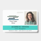 Turquoise met logo & foto Personeels-ID Badge (Voorzijde)