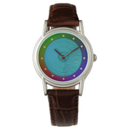 Turquoise met meerkleurige rand >Vrouwen bekijken Horloge