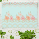Turquoise met modern bloemendesign theedoek (Gevouwen)