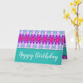 Turquoise met Paars en roze Kaart (Gele Bloem)