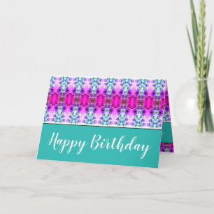 Turquoise met Paars en roze Kaart