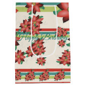 Turquoise met rode bloemenschuur medium cadeauzakje (Achterkant)