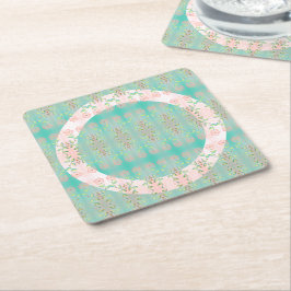 Turquoise met roze kartonnen onderzetters