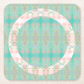 Turquoise met roze kartonnen onderzetters (Voorkant)