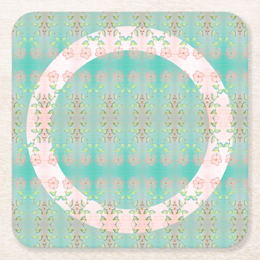 Turquoise met roze kartonnen onderzetters (Voorkant)