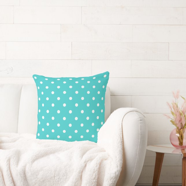 Turquoise met Stippen Kussen (Bank)