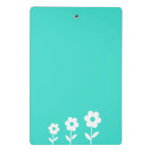 Turquoise met White Flowers, Gepersonaliseerd Mini Klembord (Achterkant)
