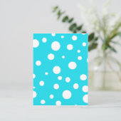 Turquoise met White Polka Dots Mode Fun Briefkaart (Staand voorkant)