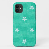 Turquoise met witte bloem Case-Mate iPhone case (Achterkant)