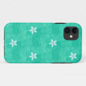 Turquoise met witte bloem Case-Mate iPhone case (Achterkant (horizontaal))
