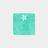 Turquoise met witte bloem post-it® notes (Voorkant)