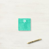 Turquoise met witte bloem post-it® notes (Op bureau)