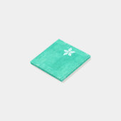Turquoise met witte bloem post-it® notes (Schuin)