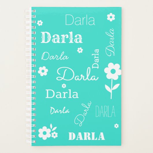 Turquoise met Witte Bloemen, de Planner van de Naa (Voorkant)