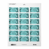 Turquoise met zwart bruiloft Lip Balm Label (Full Sheet)