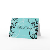 Turquoise met zwarte spiraalvormige florale versie