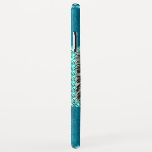 Turquoise Metallic Cat, Rhinestones Gepersonalisee Case-Mate iPhone Case (Achterkant/rechts)