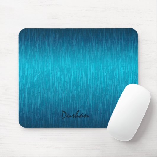 Turquoise Metallic Design geborsteld staal look Muismat (Met muis)