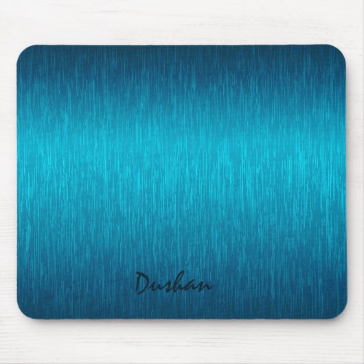 Turquoise Metallic Design geborsteld staal look Muismat (Voorkant)