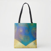 Turquoise & Metallic Gouden Monogram Bruidsmeisje Tote Bag (Voorkant)