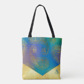 Turquoise & Metallic Gouden Monogram Bruidsmeisje Tote Bag (Achterkant)