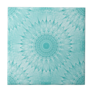 Turquoise Metallic Mandala Patroon Tegeltje