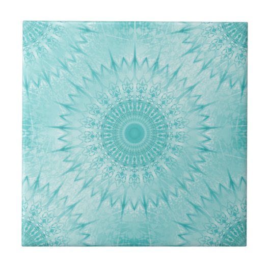 Turquoise Metallic Mandala Patroon Tegeltje (Voorkant)