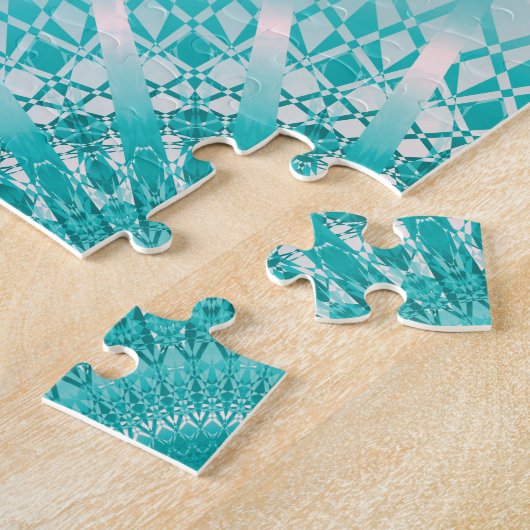 Turquoise Metallic Mandala Pattern Legpuzzel (Zijkant)