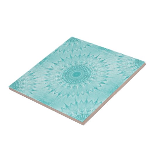 Turquoise Metallic Mandala Pattern Tegeltje (Zijkant)
