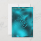 Turquoise metallic monogram initialen RSVP Kaart (Achterkant)