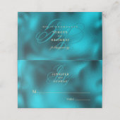Turquoise metallic monogram initials wedding plaatskaartje (Buitenkant ongevouwen)