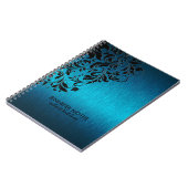 Turquoise Metallic Texture & Black Floral Lace Notitieboek (Linkerzijde)