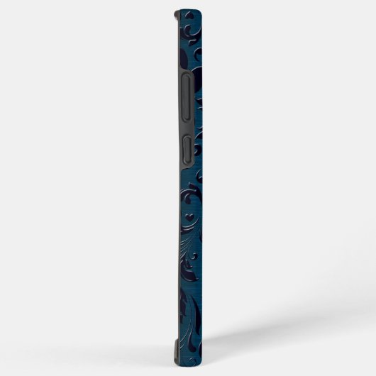 Turquoise Metallic Texture & Floral Lace Samsung Galaxy Hoesje (Rechterkant)