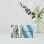 Turquoise Metallic Zakelijke Visitekaartje Modern (Staand voorkant)