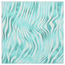 Turquoise Metallic Zebra Print Stof