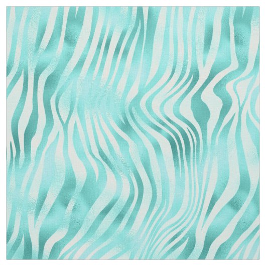 Turquoise Metallic Zebra Print Stof (Swatch)