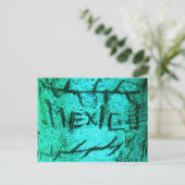 Turquoise "Mexico" Carved Tree Graffiti Briefkaart (Staand voorkant)