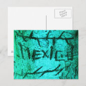 Turquoise "Mexico" Carved Tree Graffiti Briefkaart (Voorkant / Achterkant)