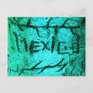 Turquoise "Mexico" Carved Tree Graffiti Briefkaart