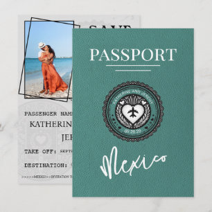 Turquoise Mexico Paspoort Save The Date