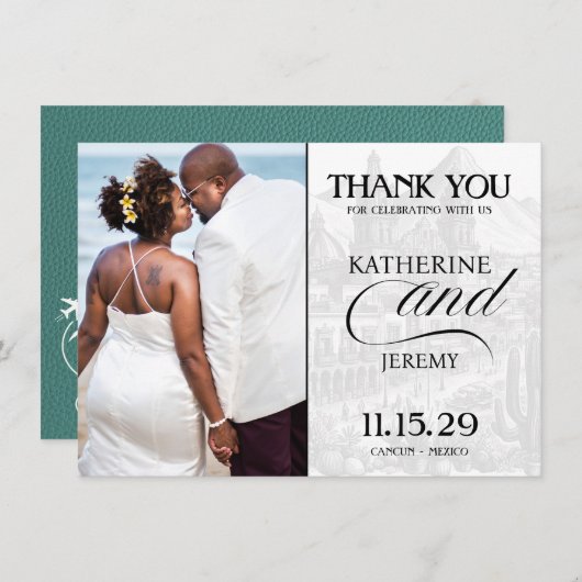 Turquoise Mexico Passport Bedankkaart (Voorkant / Achterkant)