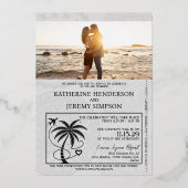 Turquoise Mexico Passport Wedding Folie Uitnodiging (Achterkant)