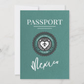 Turquoise Mexico Passport Wedding Kaart (Achterkant)