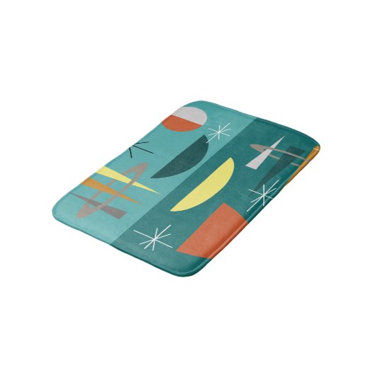 Turquoise Mid Century Modern Badmat (Gekanteld)