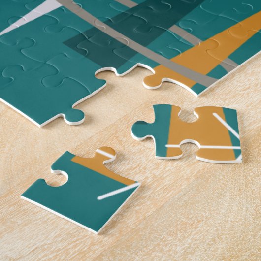 Turquoise Mid Century Modern Legpuzzel (Zijkant)