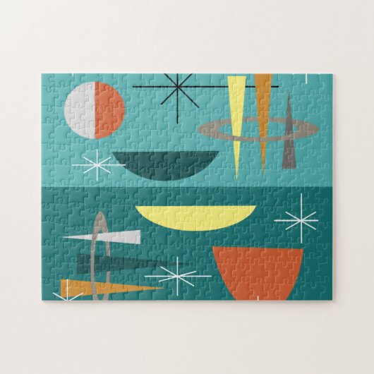 Turquoise Mid Century Modern Legpuzzel (Horizontaal)