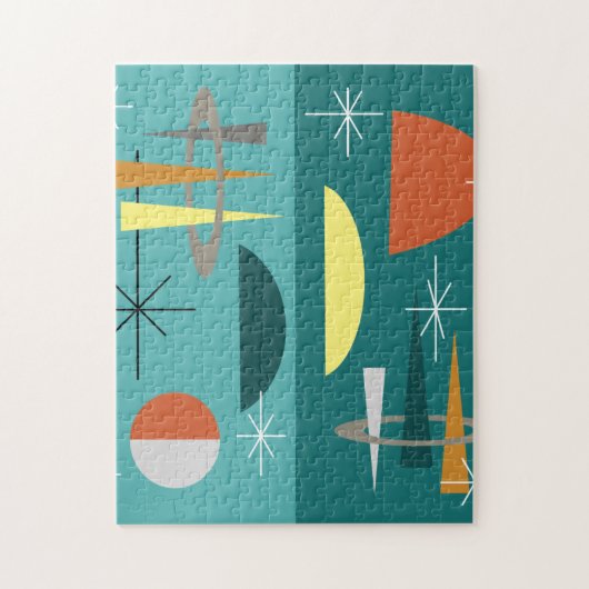 Turquoise Mid Century Modern Legpuzzel (Verticaal)